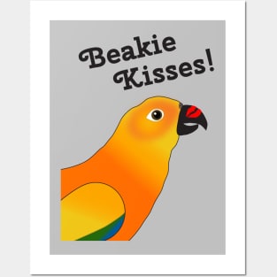 Beakie Kisses Sun Conure Parrot Cute Posters and Art